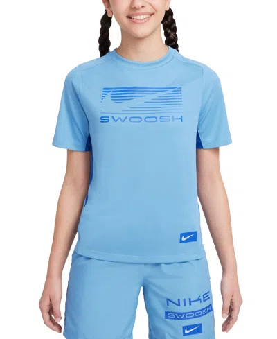 Nike Kids' Unisex Dri-fit Short-sleeve T-shirt In Blue