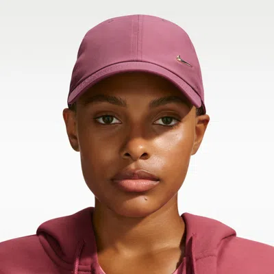 Nike Unisex Dri-fit Club Unstructured Metal Swoosh Cap In Pink
