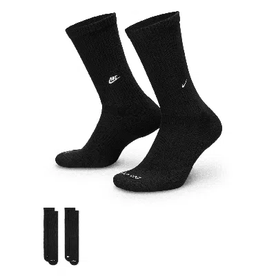 Nike Unisex Everyday Cushioned Crew Socks (2 Pairs) In Black