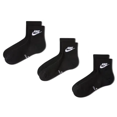 Nike Unisex Everyday Elevated Ankle Socks (3 Pairs) In Black