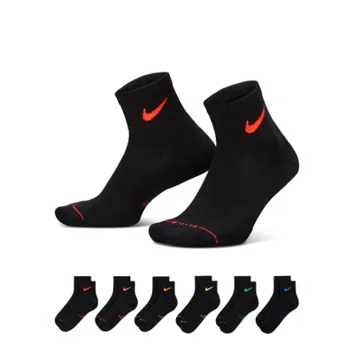 Nike Unisex Everyday Elevated Ankle Socks (6 Pairs) In Black