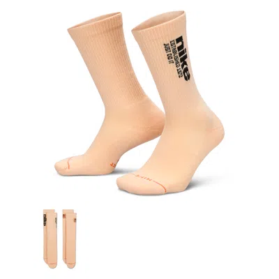 Nike Unisex Everyday Elevated Crew Socks (2 Pairs) In Brown