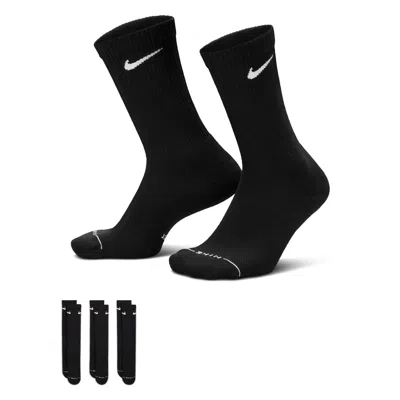 Nike Everyday Plus 3 Pack Crew Socks In Black