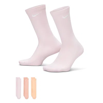 Nike Unisex Everyday Elevated Crew Socks (3 Pairs) In Pink