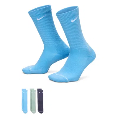 Nike Unisex Everyday Elevated Crew Socks (3 Pairs) In Blue