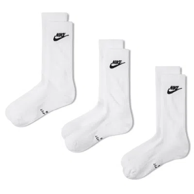Nike Unisex Everyday Elevated Crew Socks (3 Pairs) In White