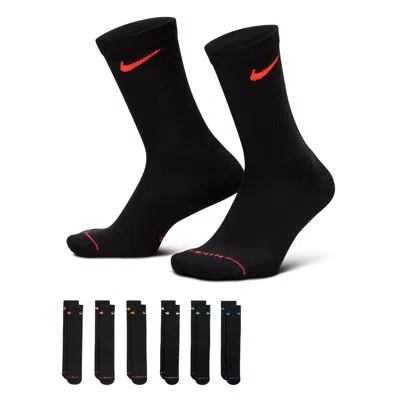Nike Unisex Everyday Elevated Crew Socks (6 Pairs) In Black