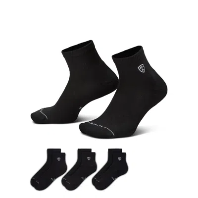 Nike Unisex Everyday Elevated Golf Ankle Socks (3 Pairs) In Black