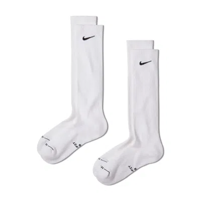 Nike Unisex Everyday Elevated Over-the-calf Socks (2 Pairs) In White