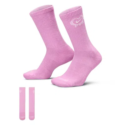 Nike Unisex Everyday Plus Cushioned Crew Socks (1 Pair) In Pink
