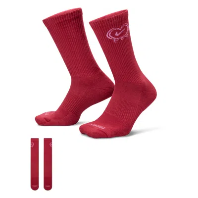 Nike Unisex Everyday Plus Cushioned Crew Socks (1 Pair) In Red
