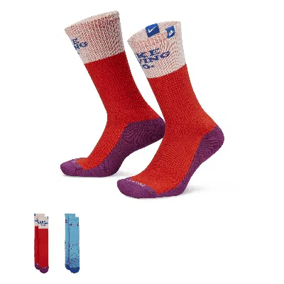 Nike Unisex Everyday Plus Cushioned Crew Socks (2 Pairs) In Multicolor