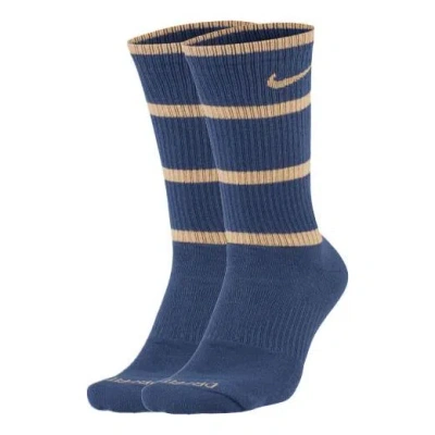 Nike Unisex Everyday Plus Cushioned Logo Socks 2 Packs Blue Dark Blue