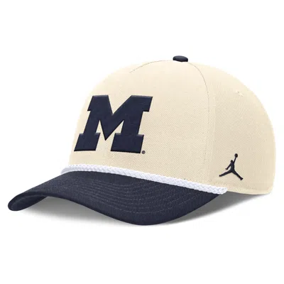 Nike Unisex Michigan Primetime Rope 2-tone Rise Jordan Brand College Adjustable Hat In Neutral