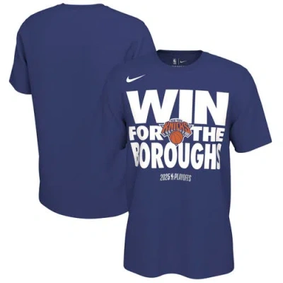 Nike Unisex  Rush Blue New York Knicks 2025 Nba Playoffs On-court Mantra T-shirt