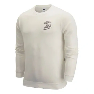 Nike Unisex  Sportswear Logo Printing Round-neck Sports Sweatshirt White
