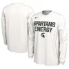 NIKE UNISEX NIKE  WHITE MICHIGAN STATE SPARTANS 2024 ON-COURT BENCH ENERGY LONG SLEEVE T-SHIRT