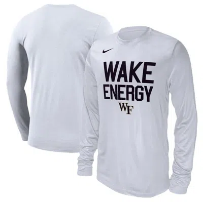 Nike Unisex   White Wake Forest Demon Deacons 2024 On-court Bench Long Sleeve T-shirt