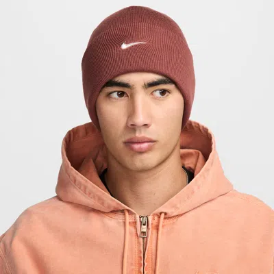 Nike Unisex Peak Swoosh Beanie In Brown