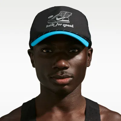 Nike Unisex  Pro Dri-fit Unstructured Graphic Running Cap In Black