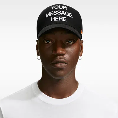 Nike Unisex Rise "your Message Here" Structured A-frame Cap In Black