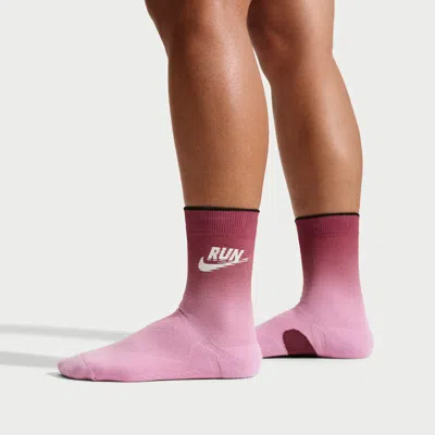 Nike Unisex Run Midweight Running Crew Socks (1 Pair) In Pink