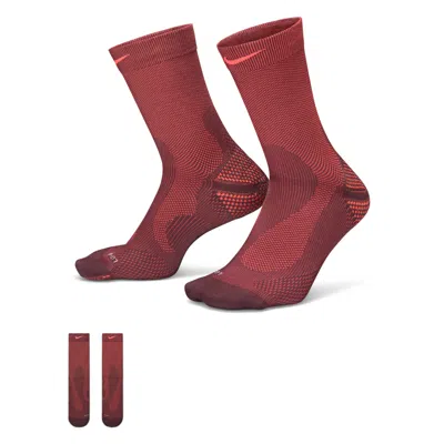 Nike Unisex Running Lightweight Crew Socks (1 Pair) In Brown