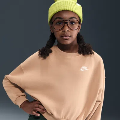 Nike Kids' Unisex  Sportswear Club Fleece Girls' Boxy Crew-neck Sweatshirt In Orange
