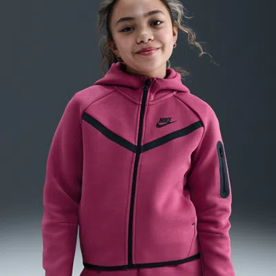 Nike Kids' Unisex  Sportswear Tech Fleece Girls' Full-zip Hoodie In Pink