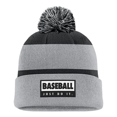 Nike Unisex Swoosh Peak Baseball Beanie In Grey
