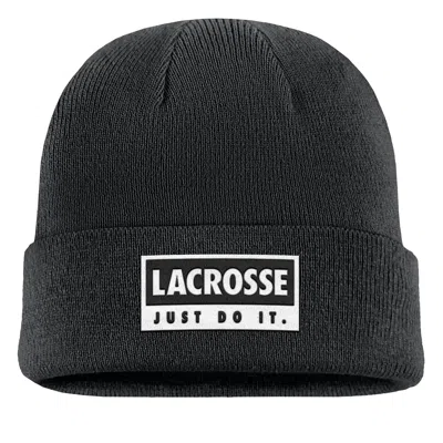 Nike Unisex Swoosh Peak Lacrosse Beanie In Black