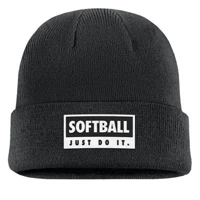 Nike Unisex Swoosh Peak Softball Beanie In Black