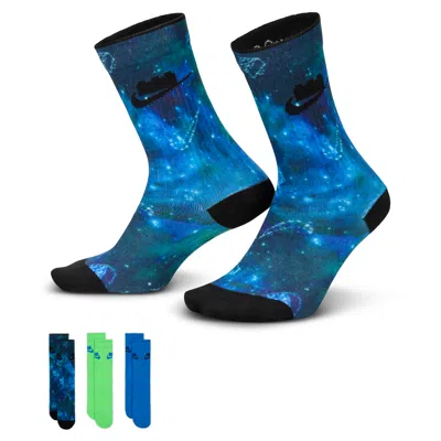 Nike Unisex X Legoâ® Collection Everyday Essentials Crew Socks (3 Pairs) In Blue