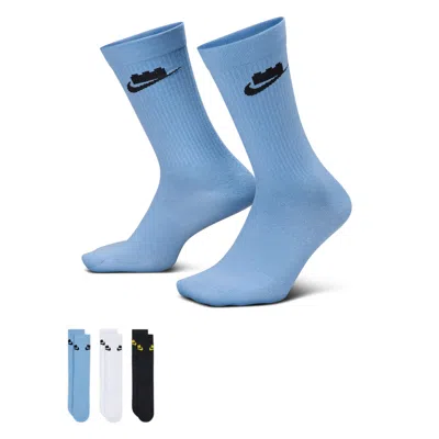 Nike Unisex X Legoâ® Collection Everyday Essentials Crew Socks (3 Pairs) In Blue