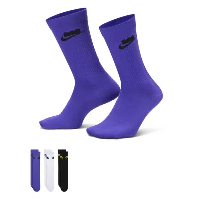 Nike Unisex X Legoâ® Collection Everyday Essentials Crew Socks (3 Pairs) In Purple