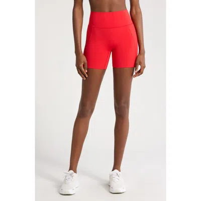 Nike Universa Dri-fit High Waist Pocket Bike Shorts In University Red