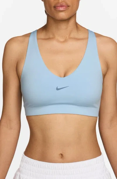 Nike Universa Dri-fit Padded Sports Bra In Blue