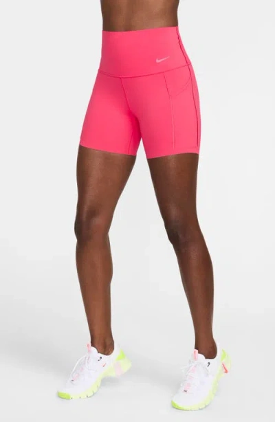 Nike Universa High Waist Bike Shorts In Aster Pink/ Black