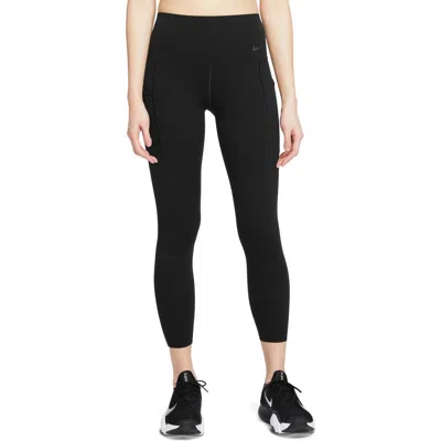 Nike Universa Medium Support High Waist 7/8 Leggings In Black/ Black