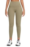Nike Universa Medium Support High Waist 7/8 Leggings In Neutral Olive/black