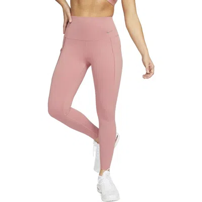 Nike Universa Medium Support High Waist 7/8 Leggings In Red Stardust/ Black