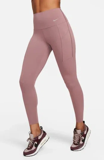 Nike Universa Medium Support High Waist 7/8 Leggings In Smokey Mauve/black
