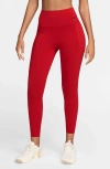 Nike Universa Medium Support High Waist Ankle Leggings In University Red/black
