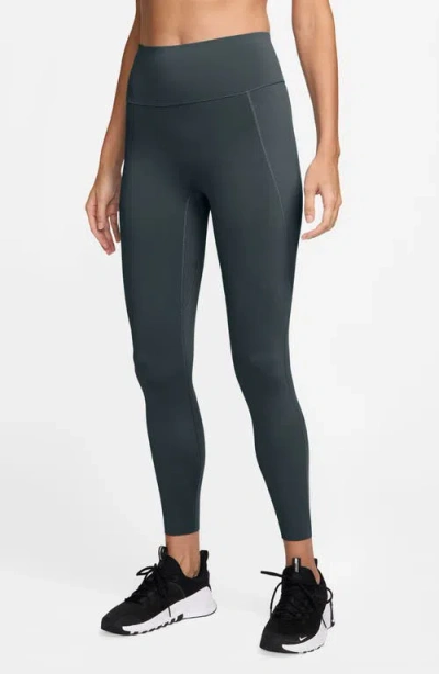 Nike Universa Medium-support High-waisted Pocket 7/8 Leggings In Gray
