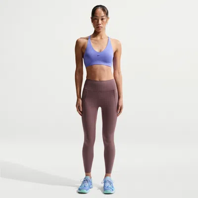 Nike Universa Women's High-waisted 7/8 Leggings With No Front Seam In Brown