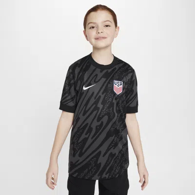 Nike Usa 2024 Stadium Goalkeeper Big Kids'  Dri-fit Soccer Short-sleeve Replica Jersey In Black