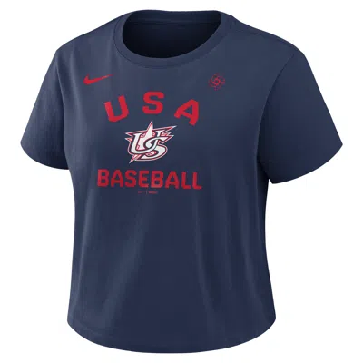 Nike Usa Baseball 2026 World Baseball Classic Mod  Women's Cropped T-shirt In Blue