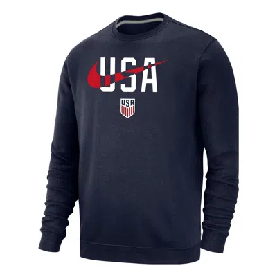 Nike Usa Club Fleece Crew Neck Sweatshirt 'navy' In Blue