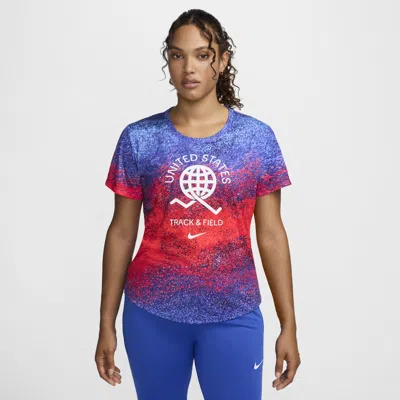 Nike Usa One  Women's Dri-fit Running Short-sleeve Top In Red