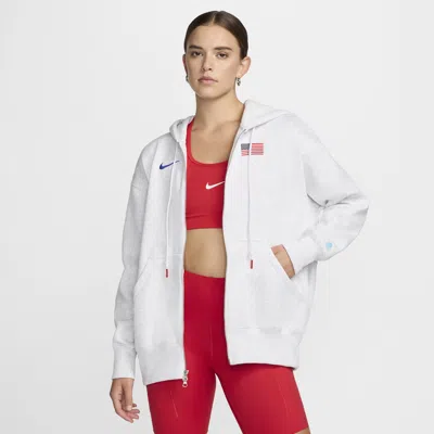 Nike Usa Phoenix Fleece  Women's Full-zip Oversized Hoodie In Brown